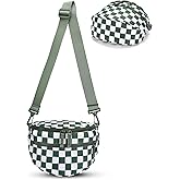 FODOKO Small Checkered Crossbody Bag Nylon Bum Bags shoulder Purses Handbags Wallets for Women