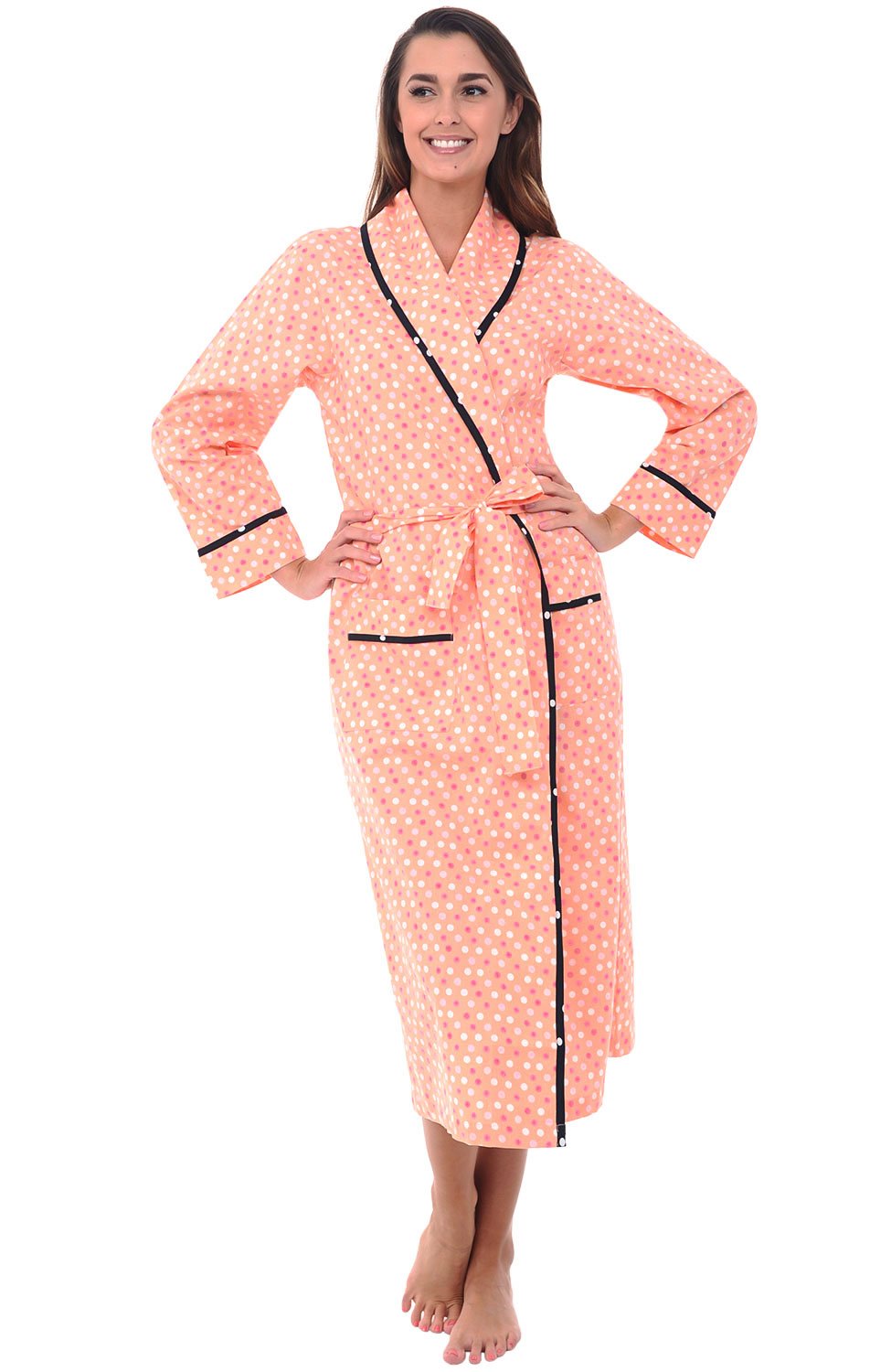 Womens Lightweight Cotton Robe Cozy Summer Bathrobe For Her