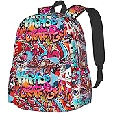 Muxxirt Daily Backpack Graffiti Wall, Hip Hop Art Backpacks Travel Laptop Daypack 17 inch Bags for Men Women
