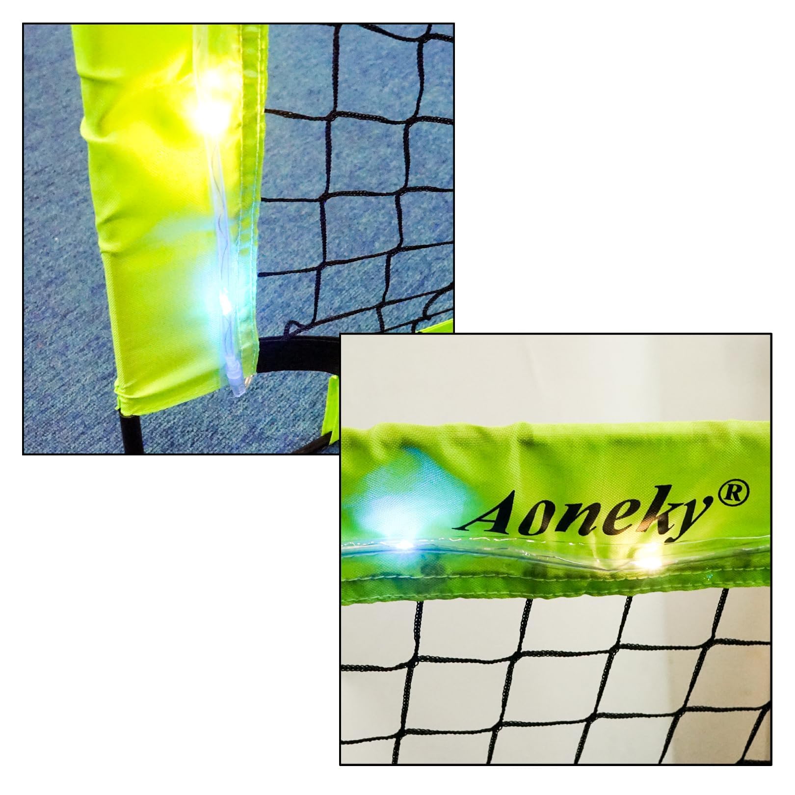 Aoneky 4x3ft LED Light Up Soccer Goal - Glow in The Dark Pop-up Soccer Net