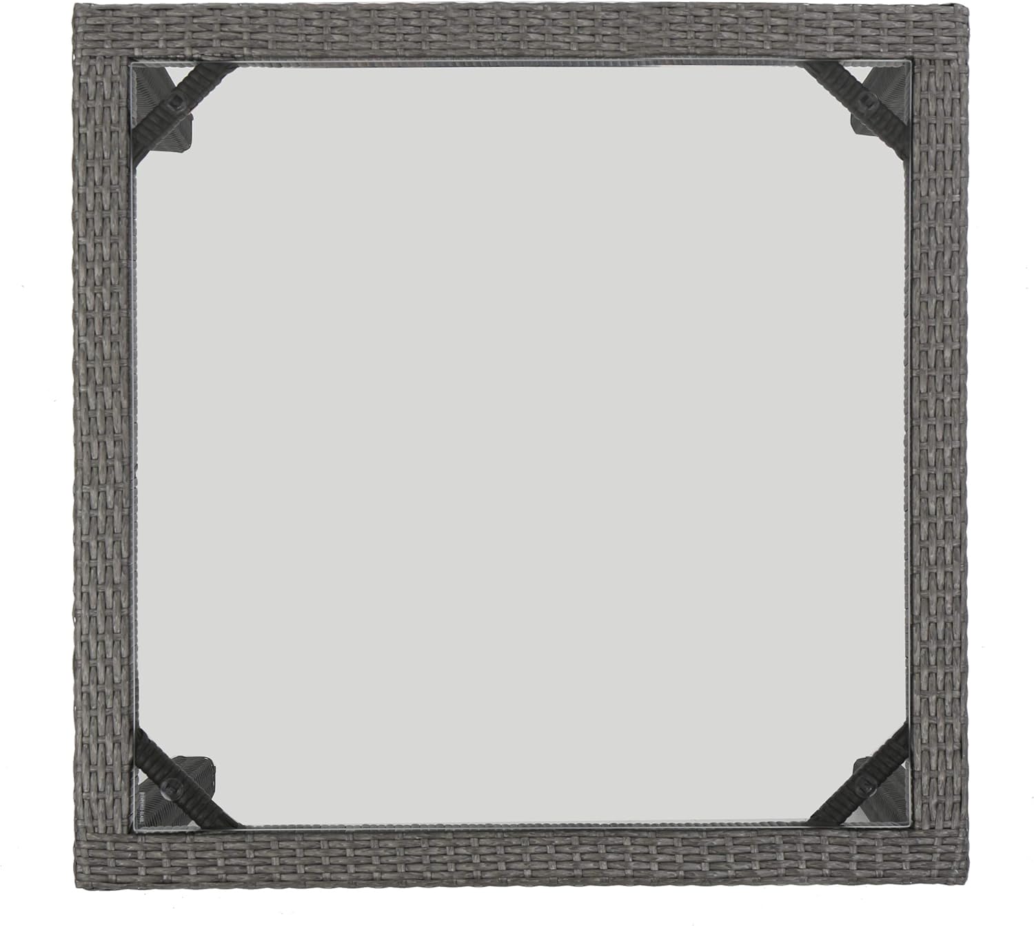 Christopher Knight Home San Pico Outdoor Square Wicker Dining Table with Tempered Glass Top, Grey : Garden & Outdoor