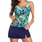 Womens Tankini Swimsuits with Skirt - Two Piece Bathing Suits with Pockets Tummy Control Swimwear 2025