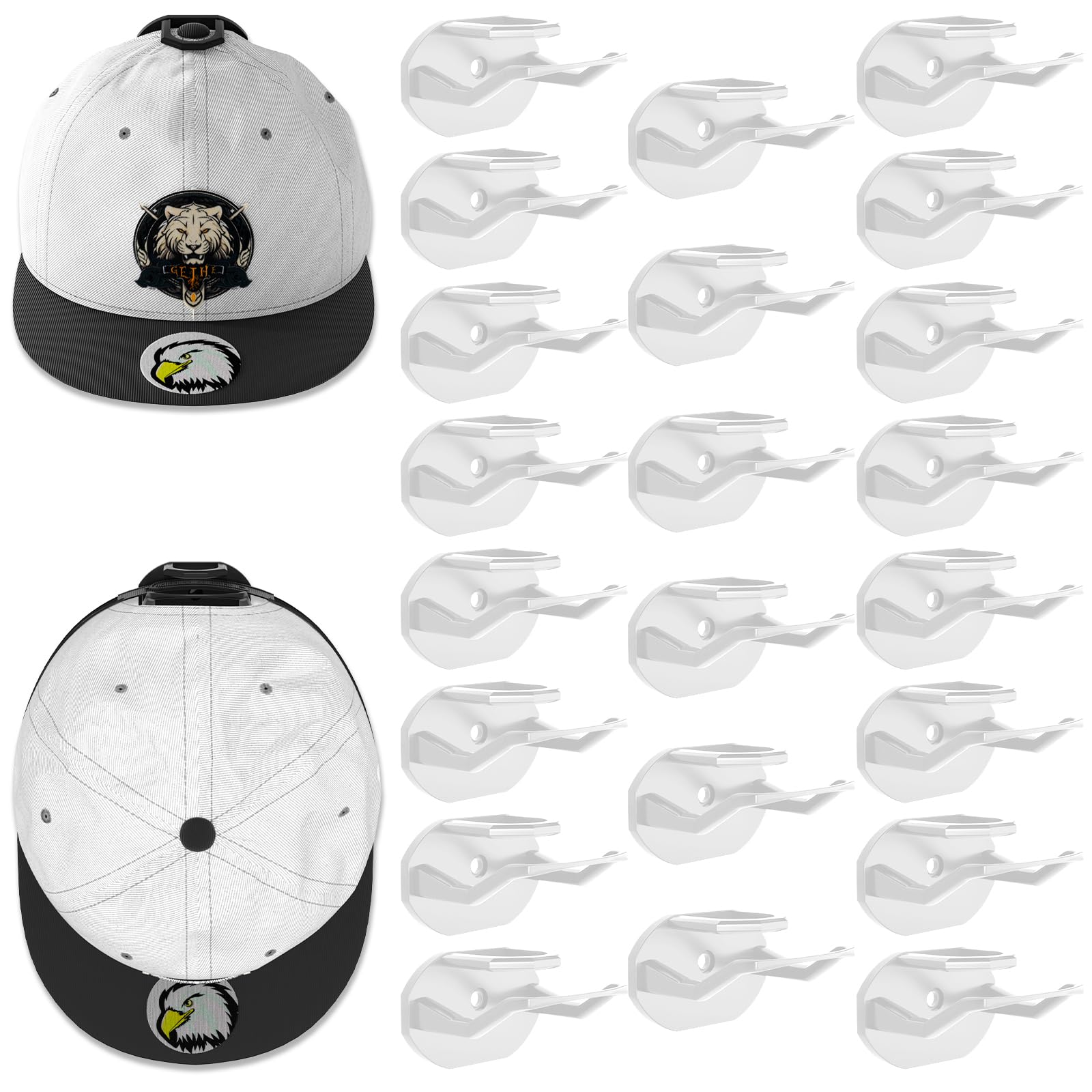 22 Pack Adhesive Hat Hooks for Wall, Super Strong