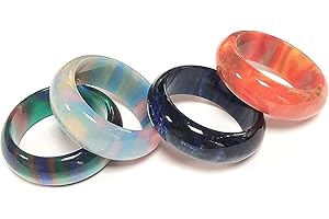 COLORFUL BLING Set Resin Colorful Rainbow Wide Donut Thick Knuckle Finger Stackable Joint Ring Retro Acrylic Vintage Jewelry Size Elegant Handmade Gift Diameter Size 7/10 Stylish Round-7 Set