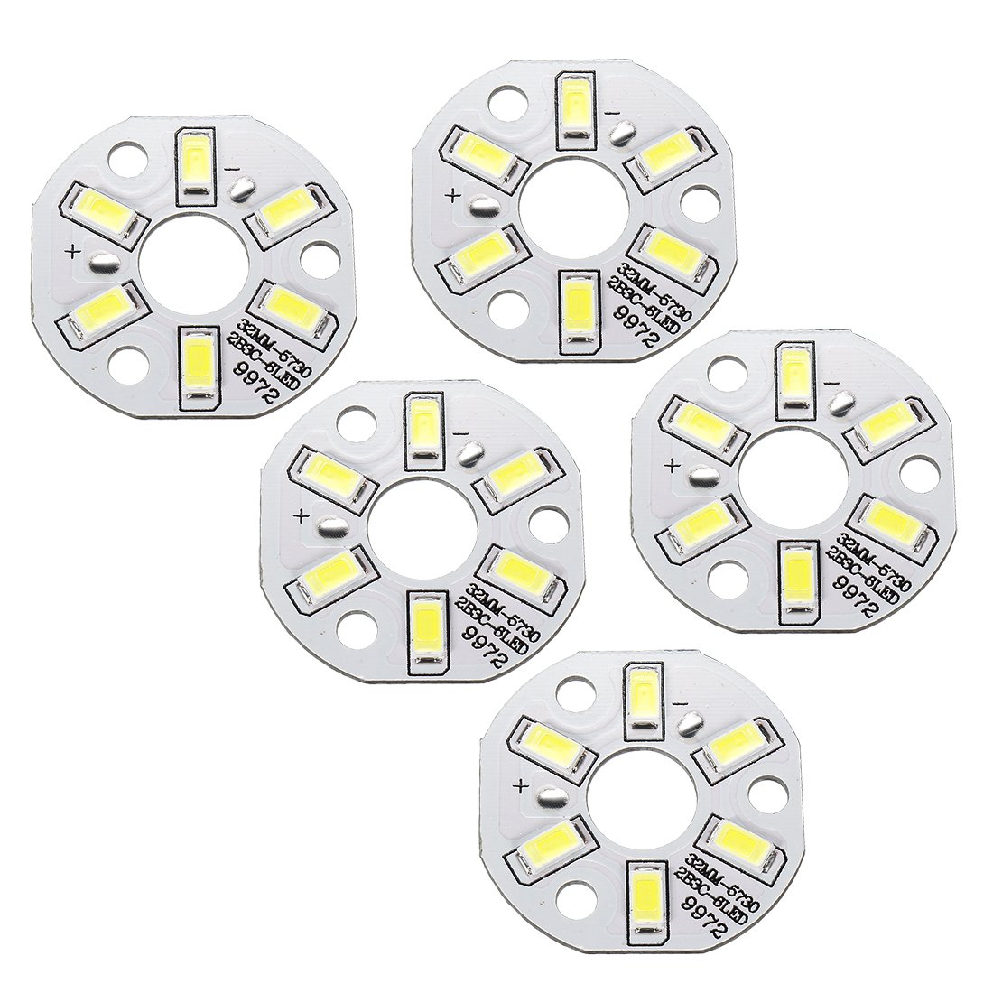 Photo 1 of uxcell LED Chip Bulb 300mA 3W 6 LEDs 5730 Surface Mounted Devices Module Aluminum Board Pure White Super Bright 32mm Dia 5pcs for Floodlight