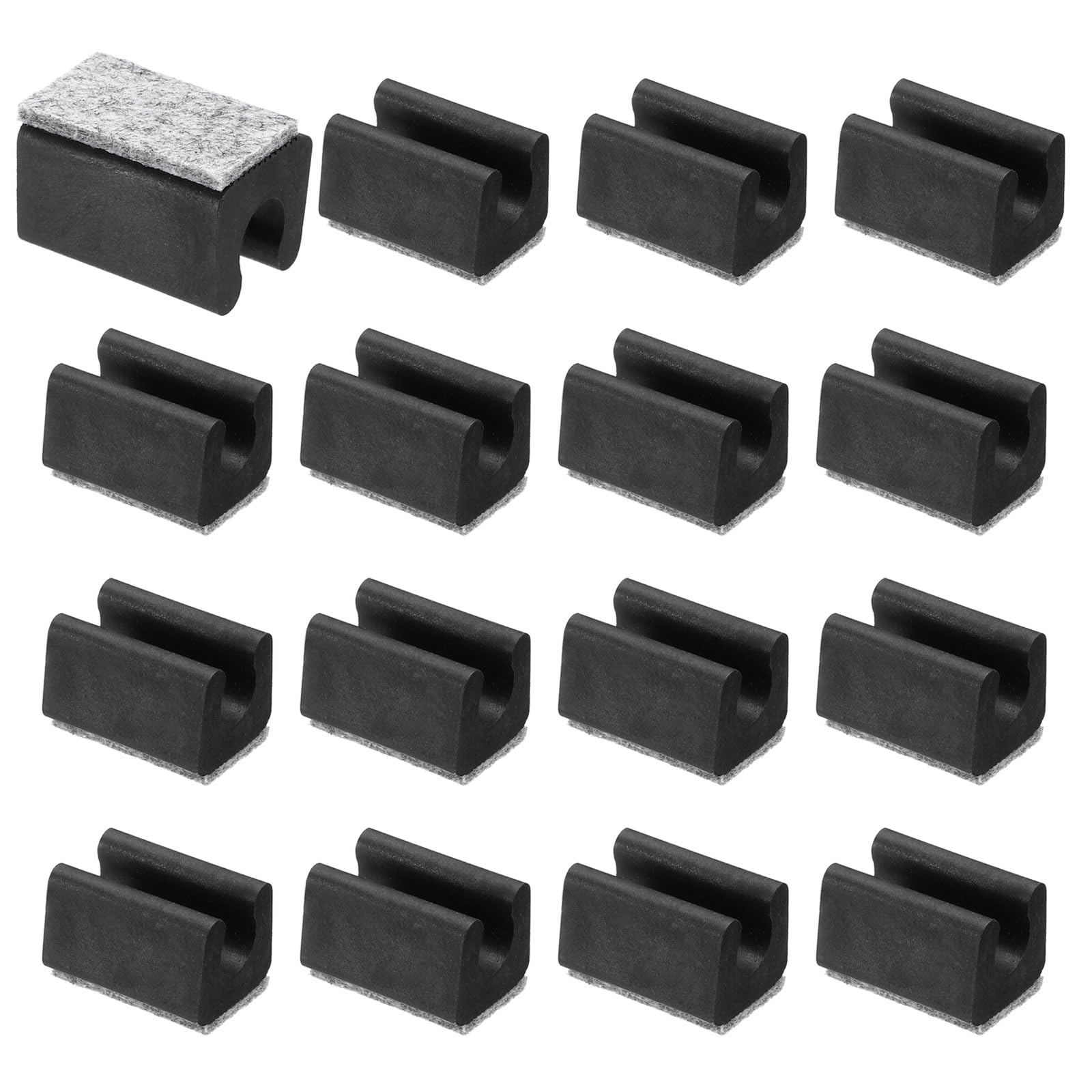 PATIKIL 10mm Rectangle Chair Leg Cover with Felt Pad, 16Pcs Slide Smoothly No Scratches No Noise Furniture Feet Hardwood Protectors Tips Floor Glides Tubing Caps for Office, Black Grey
