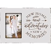 Yudarte Housewarming Gifts For New Home - Engraved White Rustic Picture Frame 4x6 Inches Photo - Unique First Time House Owner Gifts for Men and Women