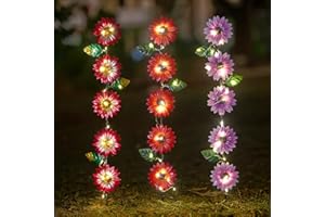 SATHGA Set of 3 Solar Garden Lights,22.6'' H Flowers Decorative Garden Stakes,Waterproof Metal Spring Yard Art Decor,Solar Stake Lights for Outside,Lawn,Yard,Patio