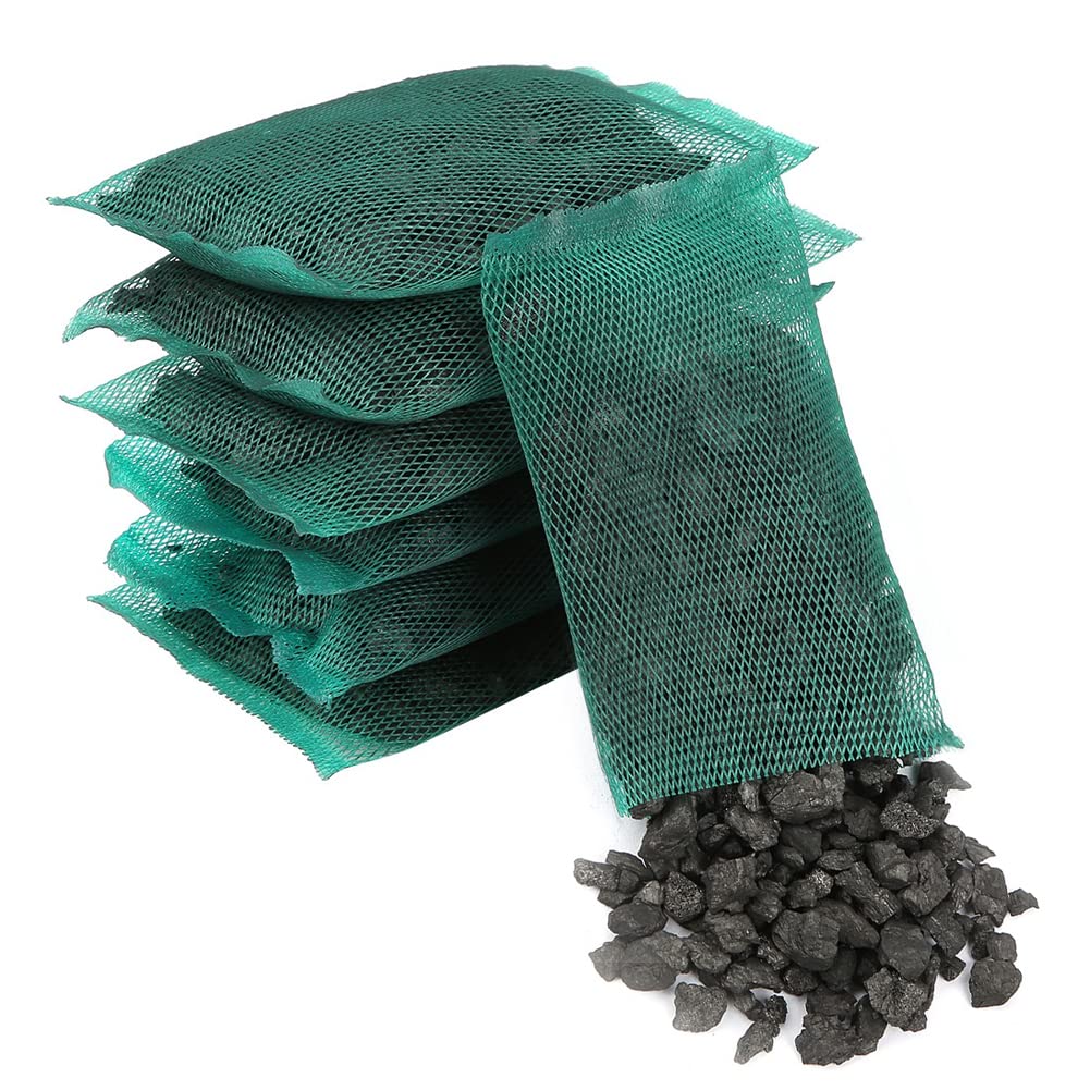 Pssopp Activated Carbon Filter Pellets for Aquarium and Fish Tank - Water Purification Media with Free Mesh Media Bags Included (7 Net Bags)