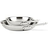 All-Clad D3 Stainless Steel Frying Pan, 10 and 12 Inch Cookware Set, Silver, 8-Inch Inch