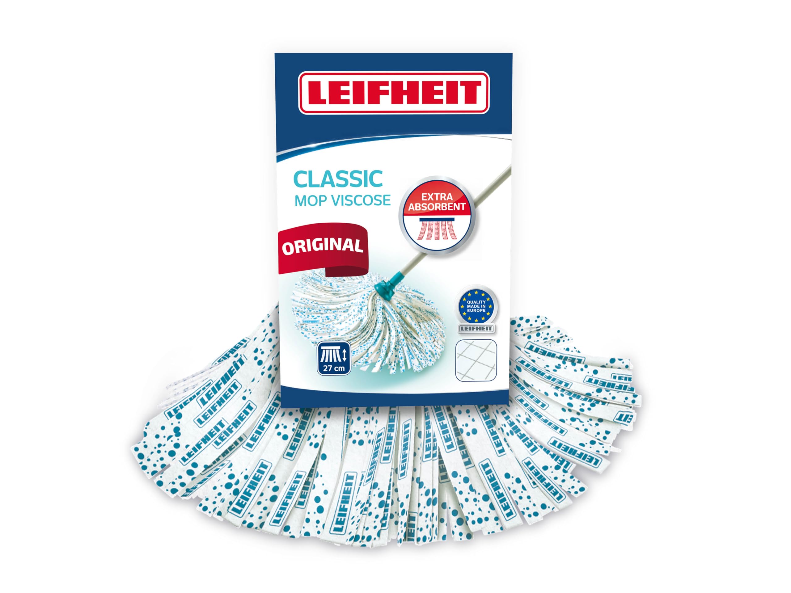 Leifheit Classic Mop Replacement Head - Viscose, Washable at 60°C, Universal Connection