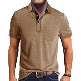 Olidarua Mens Polo Shirts Casual Fashion T-Shirts Short Sleeve Button Up Golf Shirts Tops with Pocket