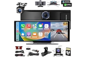 BIBIFACTORY Cartablet Pro Max 2025 Model, 4K Car Tablet Pro Max 2025, Car Tablet with Dash Cam Front and Rear, Navigation/Voice Control, Voice Control, Mirror Link, Bluetooth, GPS Navigation, AUX/FM