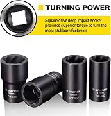 Spurtar 1/2 Drive Twist Socket Set Lug Nut Remover Tool Damaged Bolts 5Pcs view 5
