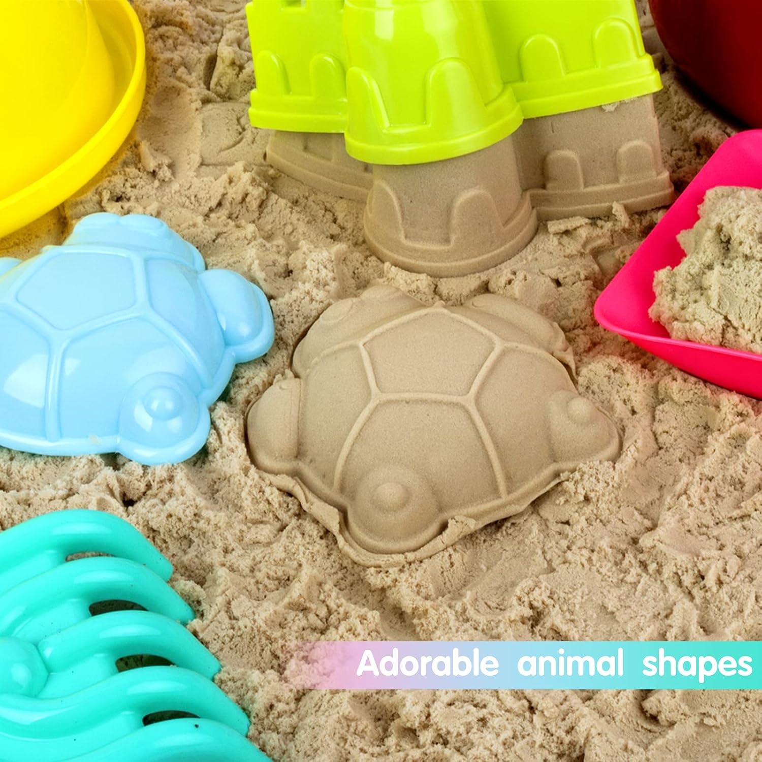 Beach Toys for Kids, Sand Toys Set Includes 8 Inch Bucket, 6 Inch Bucket, Watering Can, Shovel, Rake, Animal and Castle Sand Molds, Sand Box Toys Gift for Toddlers Boys & Girls (12 Pieces): Toys & Games