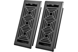HQZHQZ Floor Register 4x14, Floor Vent Covers, Steel Adjustable Air Supply Grille Register Vent Cover Grill for Sidewall and Floor, Vent Covers for Home Floor, 2 Pack Black
