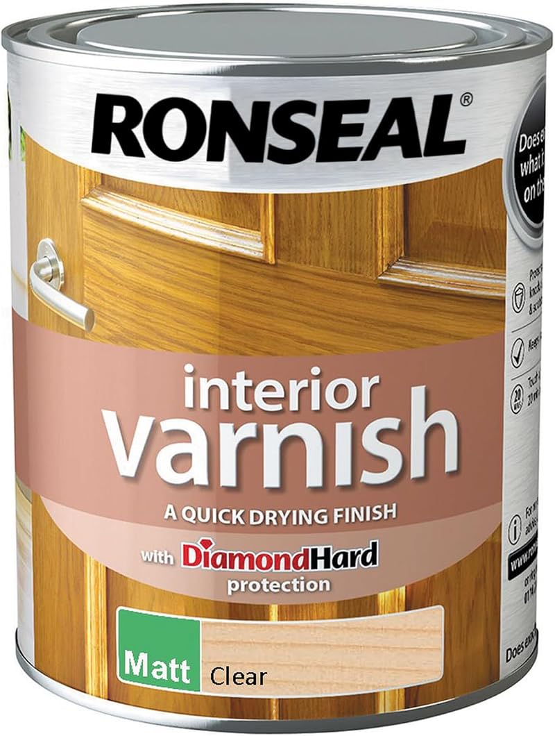 Ronseal Matt Clear Interior Varnish 750ml - Heat Scratch Water Protection