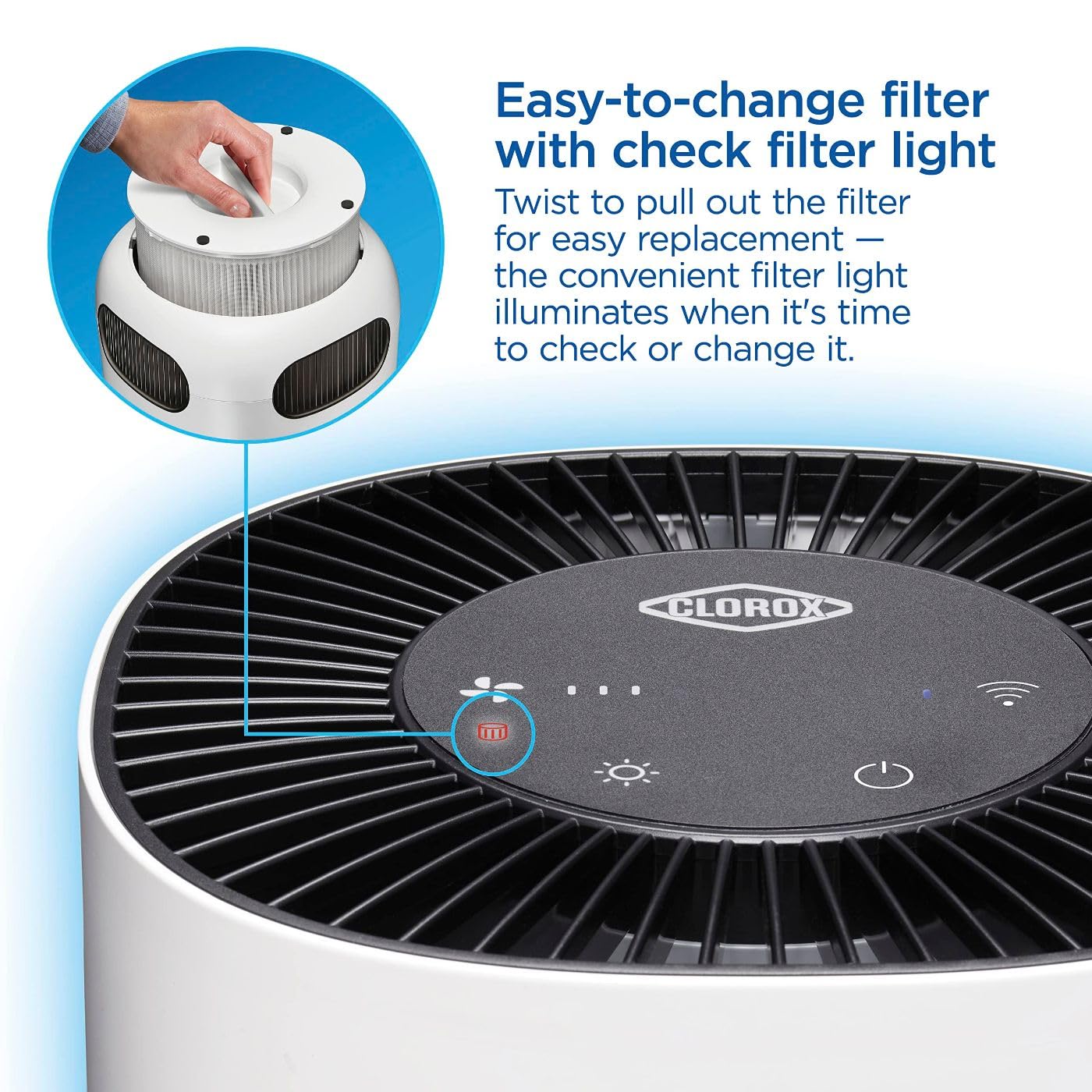 Clorox Smart Air Purifiers for Bedroom Home, True HEPA Filter, Works with Alexa, Small Rooms up to 200 Sq Ft, Removes 99.9% of Viruses, Wildfire Smoke, Mold, Allergies, Dust, AUTO Mode, Whisper Quiet