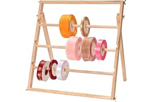 Sparkle Race Ribbon Organizer Storage, Wooden Ribbon Holder Organizer Rack for Craft Mesh Ribbon Arts & Crafts Supplies, Christmas Ribbon Storage Sticker Roll Holder Sewing Thread Organizer Spool Rack