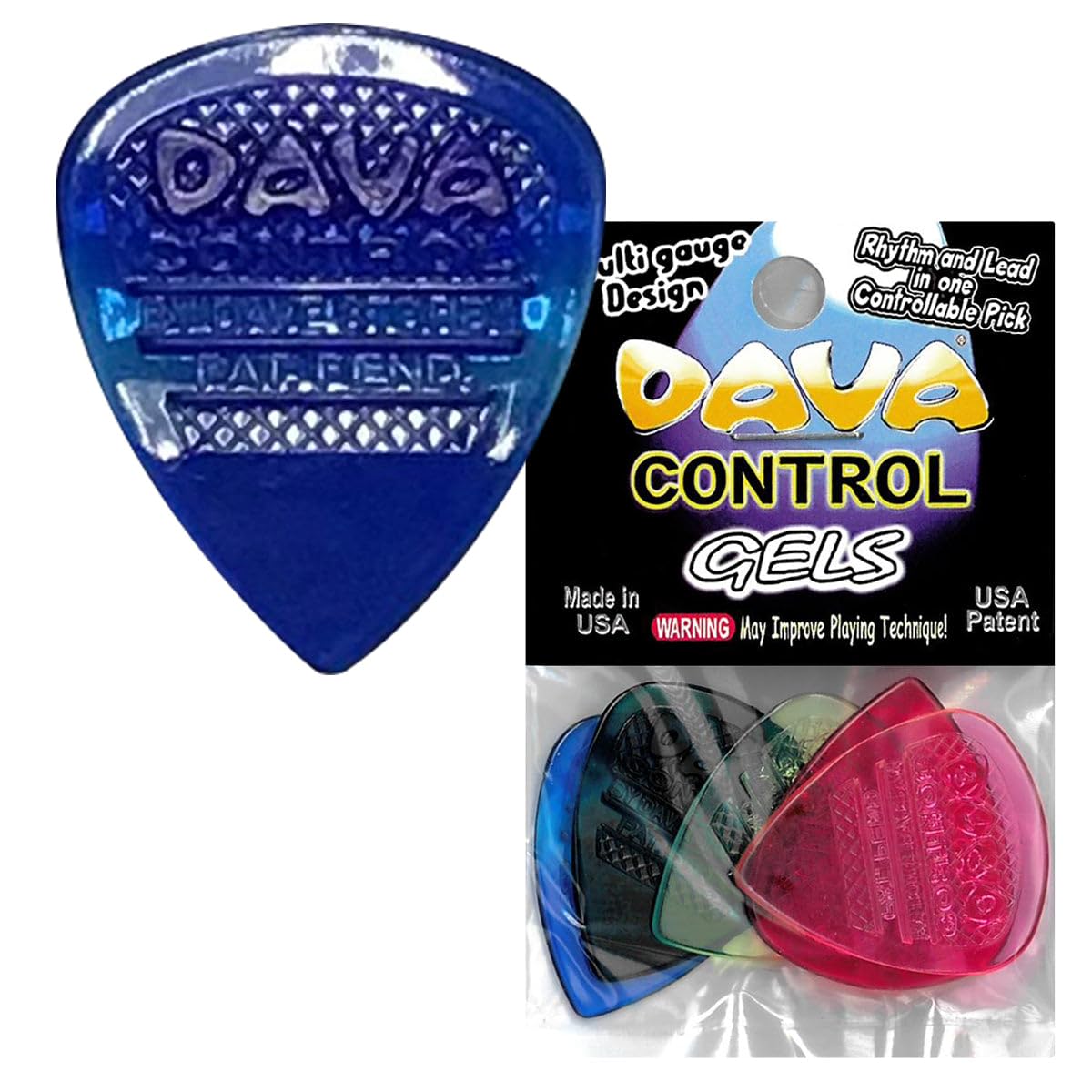 Dava Control Gels Pick Plectrums, Orange, 5 Pack, Gel Material