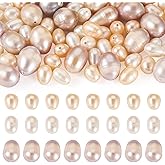 KISSITTY 60pcs Natural Pearl Beads 3 Styles Real Freshwater Cultured Pearl Irregular Oval Rice Shape Loose Spacers Beads with Hole Bulk for Jewelry Making Necklace Bracelet Earrings Rings DIY Crafts