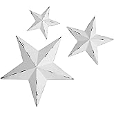 YL Crafts - Metal Star Wall Decoration Mounted Wall Art 3pcs/set (White)