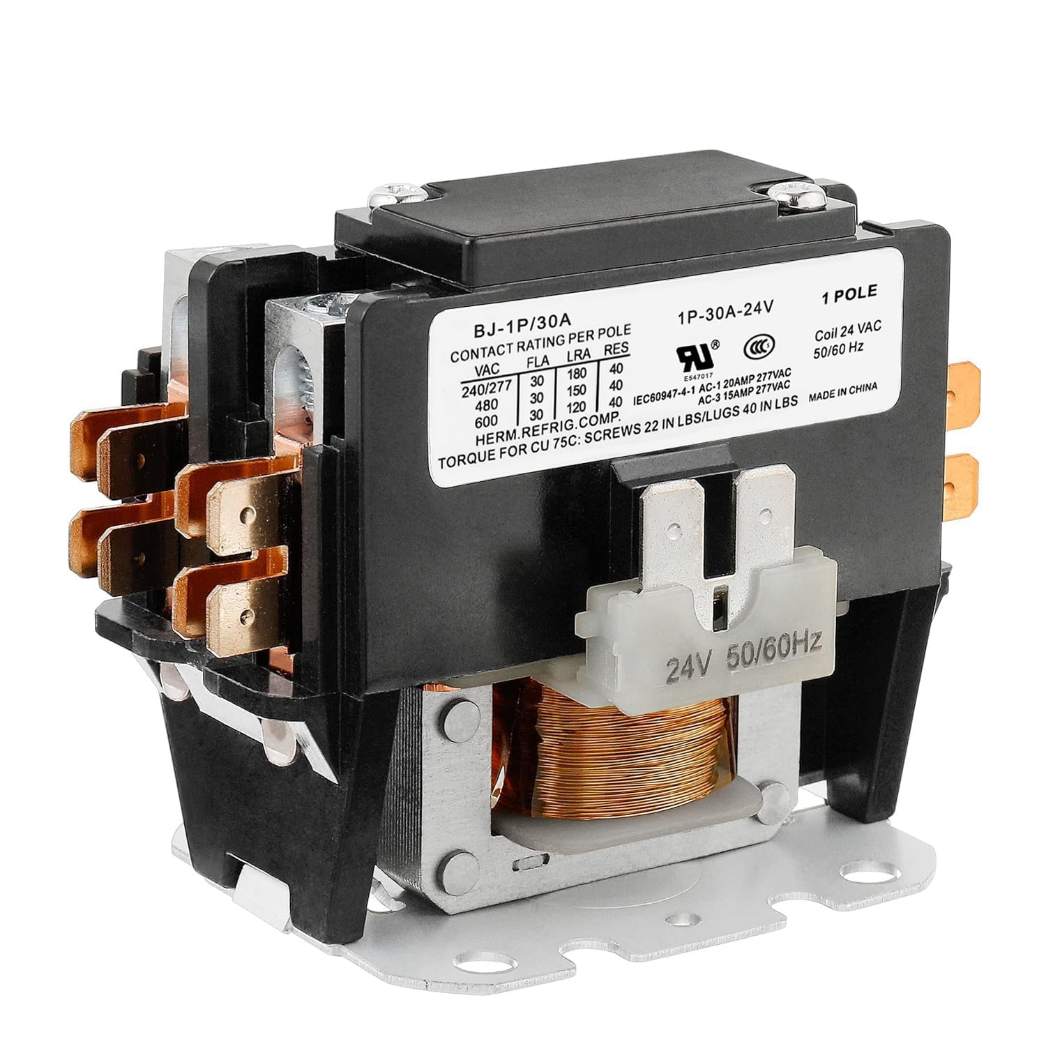 BOJACK 1 Poles FLA 30 Amp Coil 24 VAC Air Conditioner Condenser ...