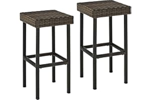 Crosley Furniture Palm Harbor Wicker Outdoor Bar Stools, Set of 2, Patio Furniture for Backyard, Balcony, Brown
