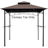 APEX GARDEN Replacement Canopy Top CAN ONLY FIT for Model #L-GG001PST-F 5' X 8' Brown Double Tiered Canopy Grill BBQ Gazebo (Top Only) (Brown)