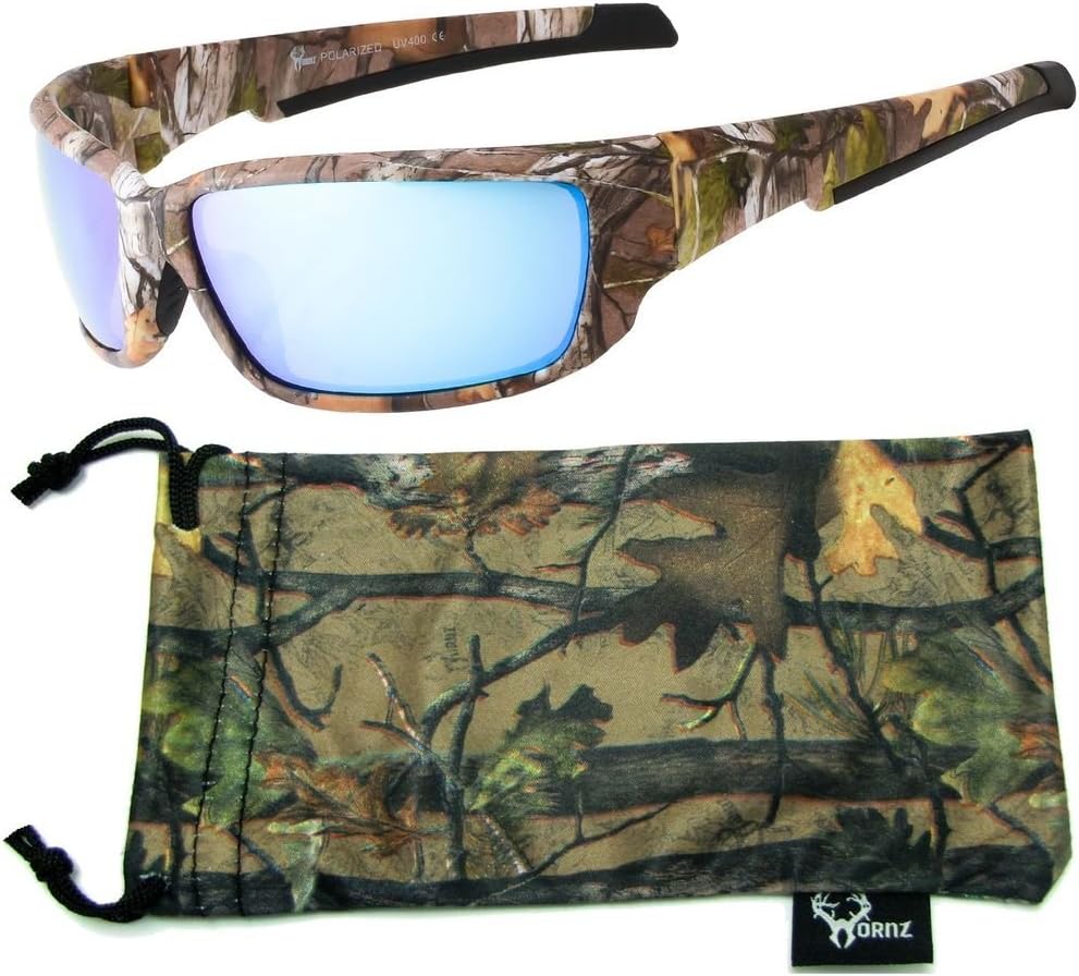 Hornz Brown Forest & Orange Camouflage Polarised Sunglasses for Men Full Frame Strong Arms & Free Matching Microfiber Pouch