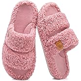 EverFoams Womens Fuzzy Open-toe Slippers Soft Comfy Memory Foam Indoor House Shoes