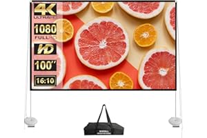 SKERELL Outdoor Projector Screen with Stand 100 Inch: Portable Projection Screen 16:10 4K HD Outdoor Movie Screen with Carry Bag for Home Backyard Theater