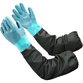 Nobgum Anti-Slip Chemical Resistant Rubber Gloves, Long Heavy Duty Gloves | Industrial Safety Work Protective Gloves for Men, Forearm Protection Waterproof Resist Strong Acid, Alkali, Oil, XL Size