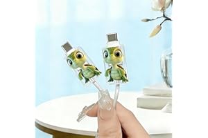 2pcs Acrylic Cable Protector, Big-Eyed Green Turtle Type-C Compatible, Anti-Break Data Cable Cover, Gift Idea,Beautiful and D