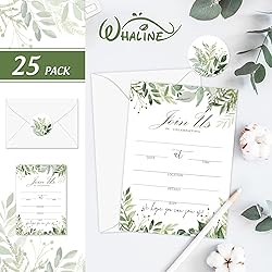 Whaline 25 Sets Greenery Invitations with Envelopes