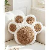 Kokaaee Paw Shaped Throw Pillow - Cute Decorative Plush Brown Animal Pillow for Couch, Sofa, or Living Room, 14.2" x 12.6" Soft Stuffed Dog Paw Cushion for Home Decor