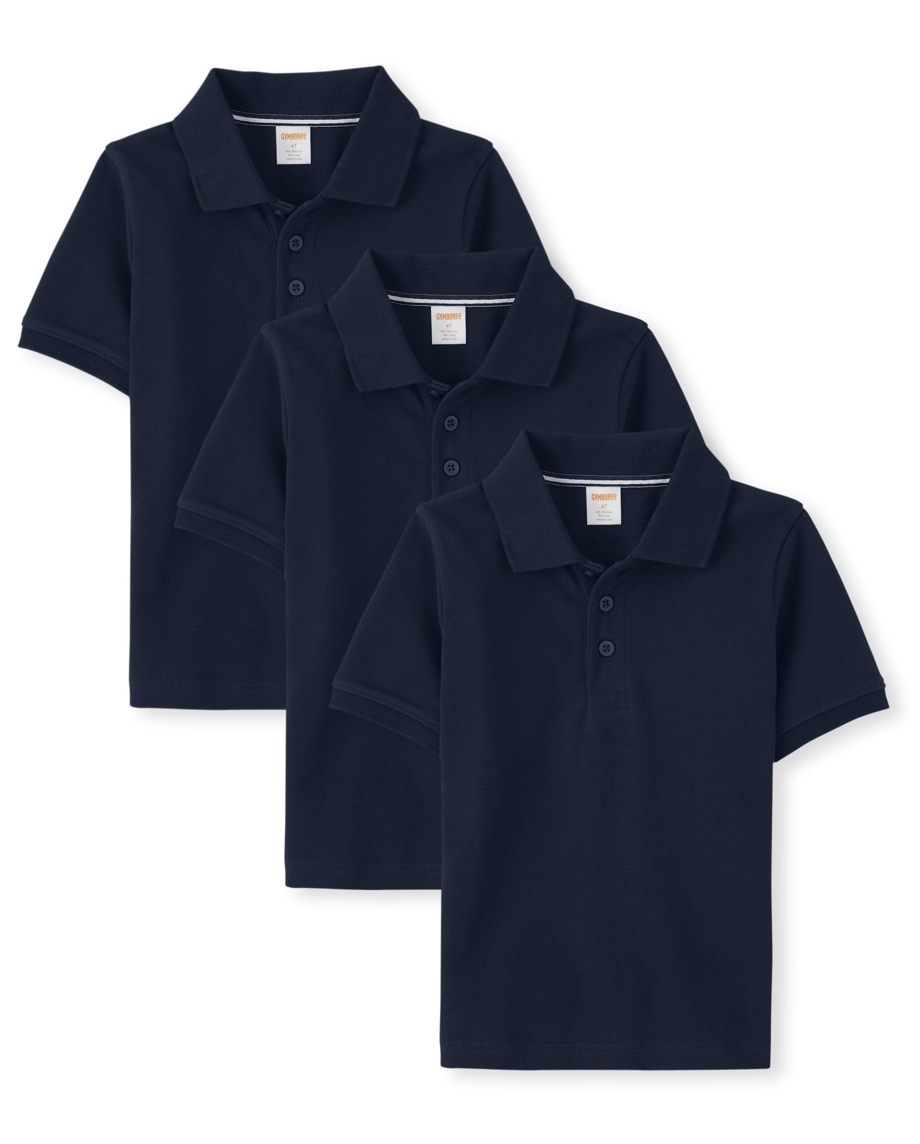 Gymboree,Boys,and Toddler Short Sleeve Polo Shirt,Navy 3-Pack,6