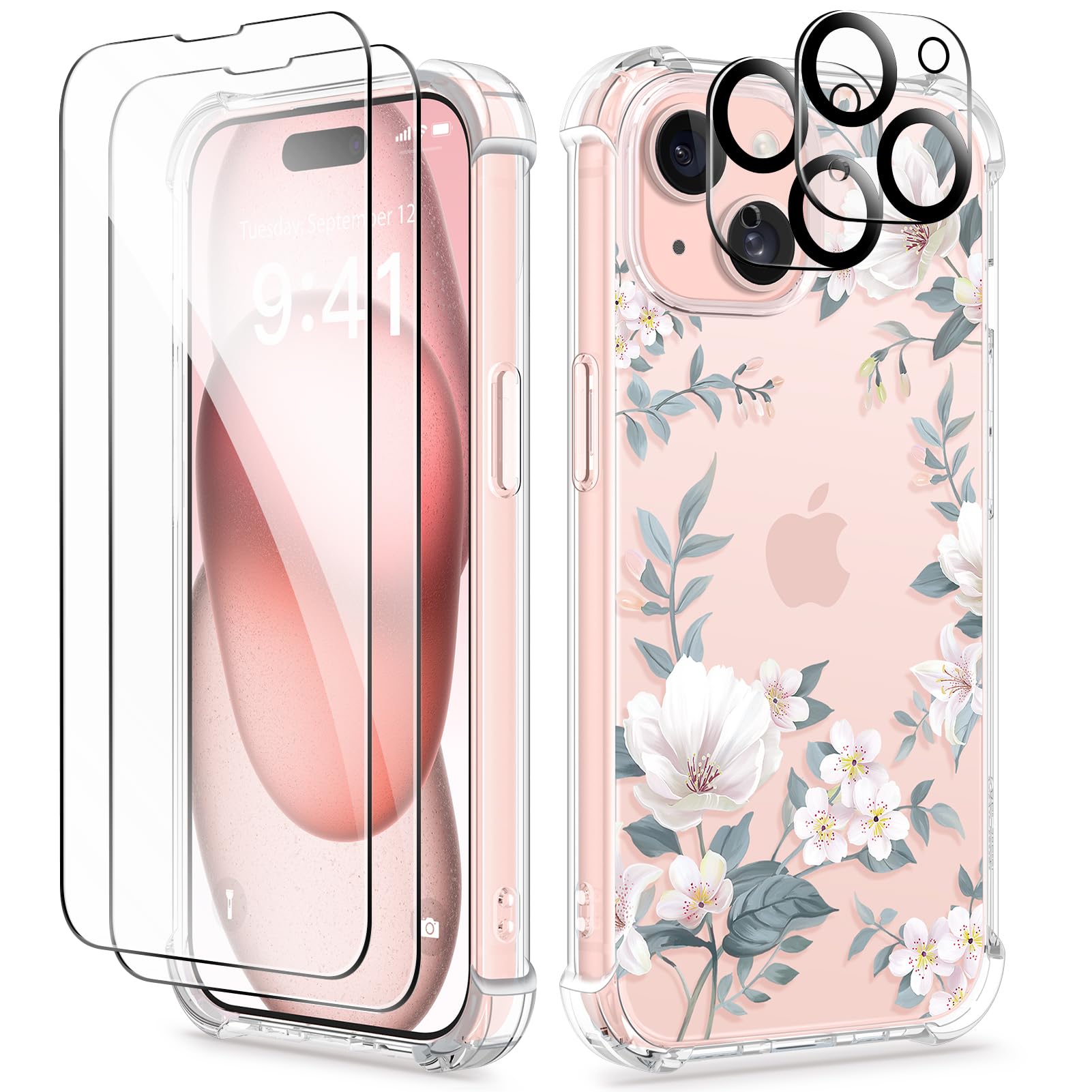 GVIEWIN for iPhone 15 Case, [5 in 1] with 2X Screen
