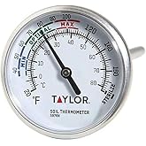 Taylor Soil Thermometer for Seed Germination and Planting | Analog Dial with Min, Max and Optimal Ranges, Stainless Steel 4-Inch Stem, Measures 20 to 180 Degrees F