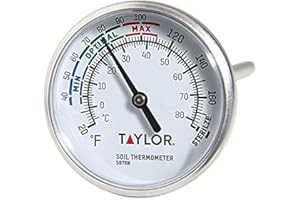 Taylor Soil Testing Thermometer, Gardening Tool for Plant Care, Gardening, Lawn, Farm, Outdoor Use, 4" Inch Stem