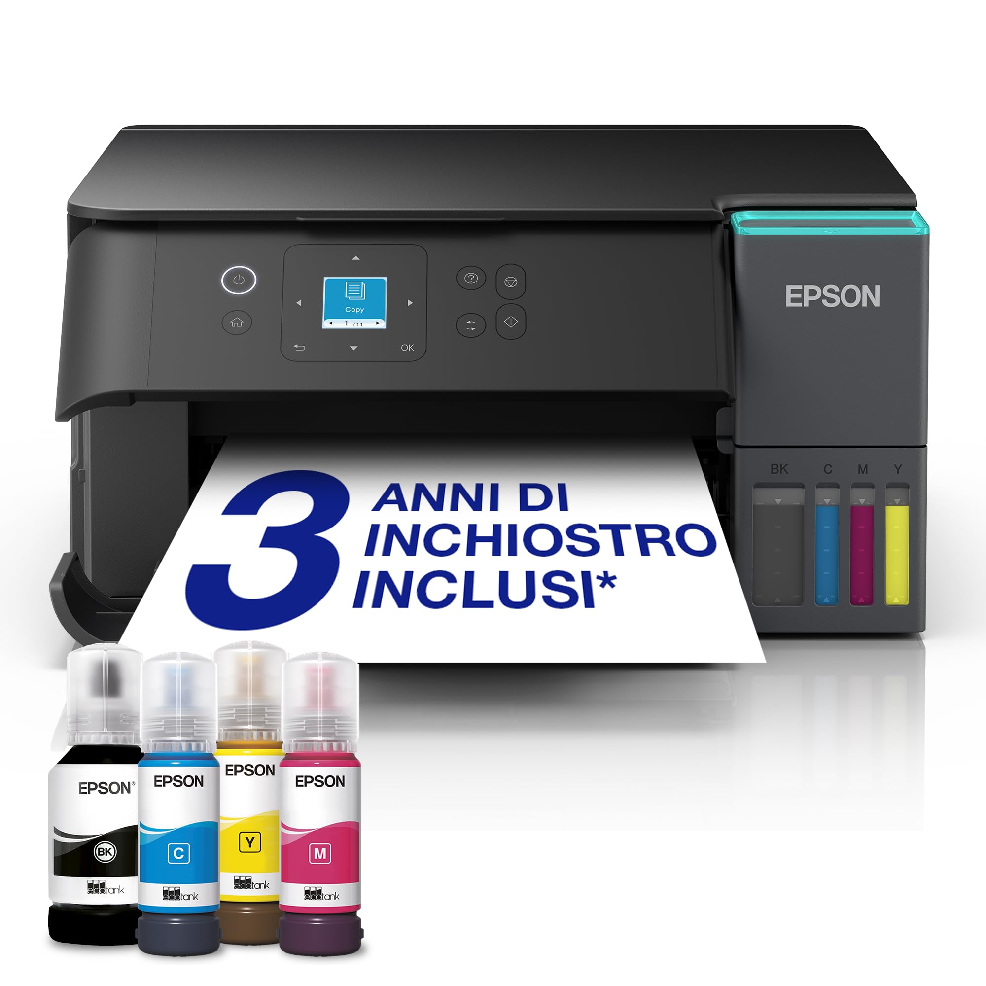 Epson EcoTank ET-2950 Stampante con Serbatoi D’inchiostro | Stampa a Casa Alti Volumi | Wi-Fi | A4 | Stampa, Copia, Scansione | Display LCD 3.7 cm | Stampa Fronte/Retro | 3 Anni D'Inchiostro Inclusi