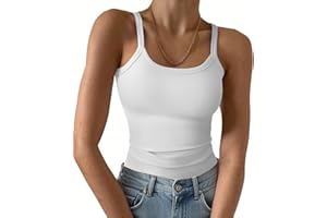 GKBK Ribbed Tank Tops for Women 2025 Spaghetti Strap Scoop Neck Slim Fitted Basic Sleeveless Casual Workout Cami Shirts