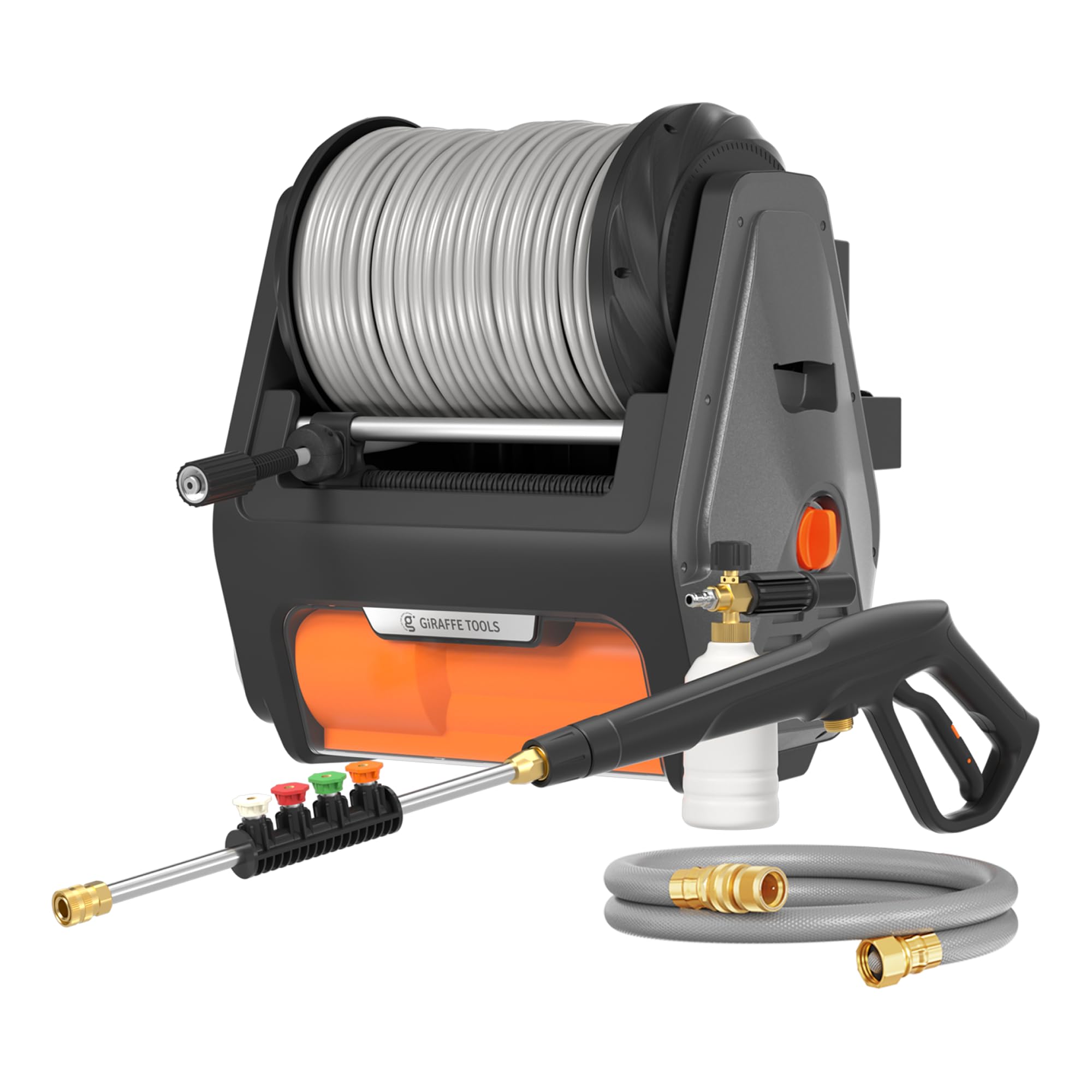 Photo 1 of **DAMAGED TRIGGER. SELLING FOR PARTS**Giraffe Tools Grandfalls Pressure Washer, Max 2900 PSI, 2.2 GPM Electric Wall Mounted Power Washer with 100ft Retractable Hose, Foam Cannon, 4-Nozzles for Car/Driveways/Patios