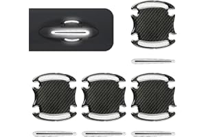Civwesi Pack-8 Car Door Handle Door Bowl Protective Sticker, 3.26" x 3.54" + 3.54" x 0.59" Carbon Fiber Anti-Scratch Warning Reflective Decal, Self-Adhesive Decoration, Universal for Cars (White)