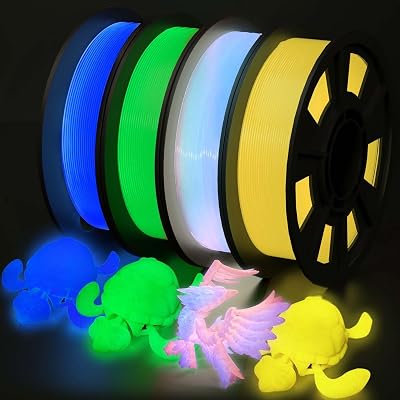 Yousu 3D Filament Bundle Glow in Dark PLA 1.75mm Multicolor 4x250g