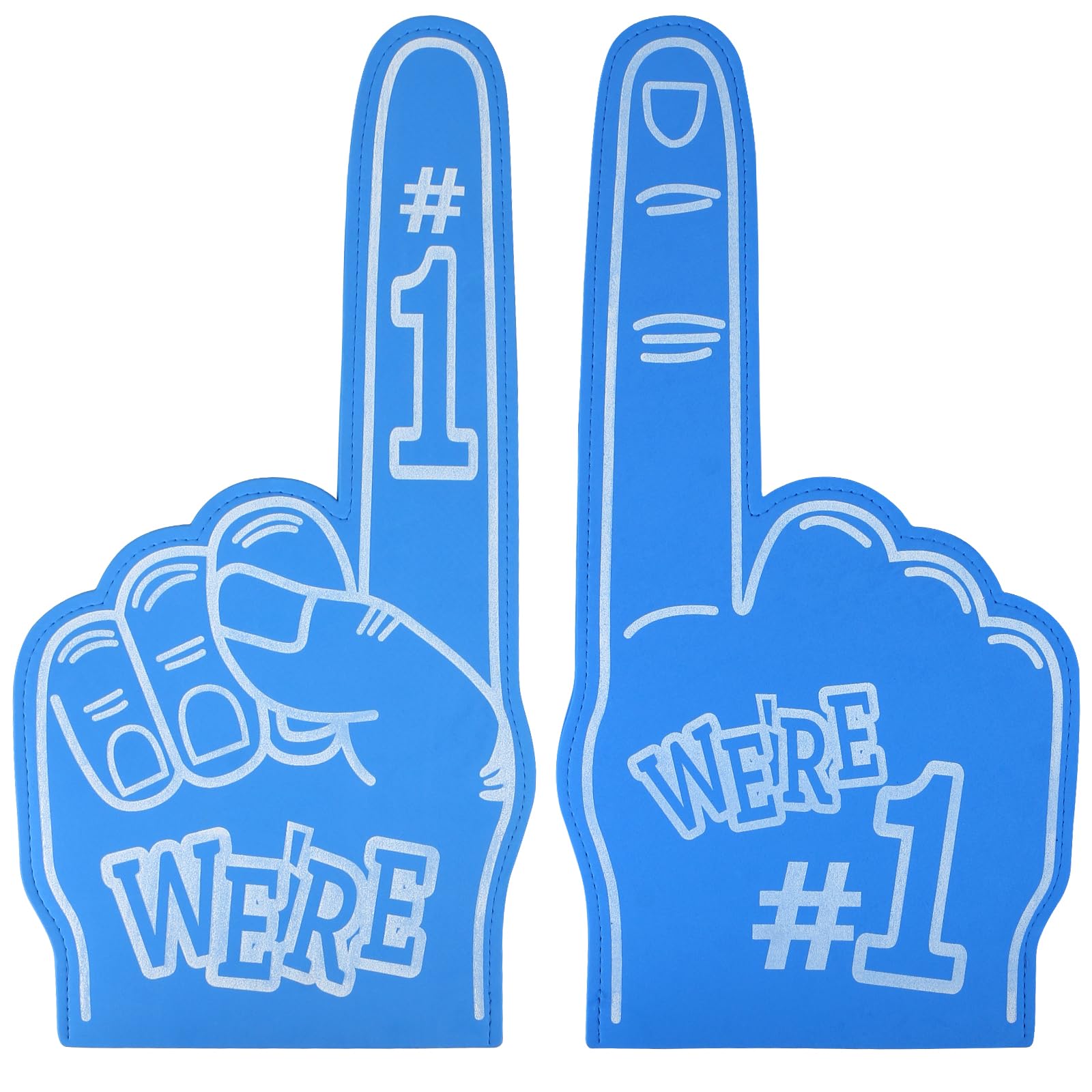 LALASTYLE 2 Giant Foam Fingers - Gladiator & Number 1 Fan Foam Hands for Sports Events & Parties (Blue)
