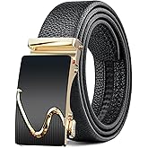 BuzToz Men's Belt,Leather Ratchet Dress Belts with Sliding Adjustable Belts Dress Casual Jeans Comfort Trim to Fit