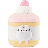 GUND Pusheen Strawberry Sponge Cake Plush, Squishy Toy, Collectible Plush Toy, Dessert Plush, Cat Stuffed Animal for Ages 8 and Up, Pink, 6”