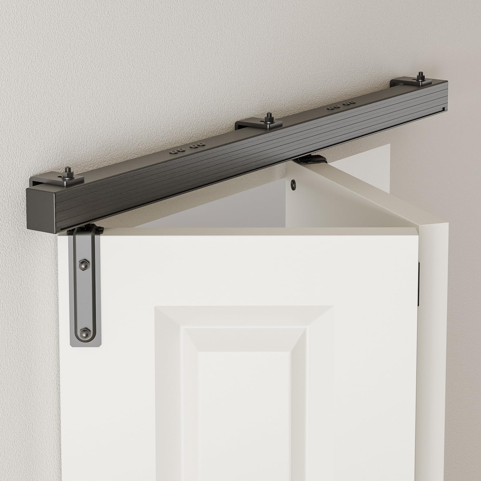 BONIKLUBA 48" Box Rail Bi-Folding Sliding Barn Door Hardware Kit for 2 Door,Wall Mount,Smoothly and Quiet,Easy to Install,No Door[Fit Double 23-1/2" Wide Door]