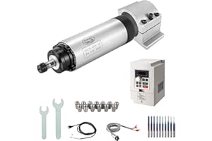 ZHONG HUA JIANG CNC Spindle Motor Kits, 110V 800W 0.8KW Air Cooled Spindle CNC Spindle +110V 0.75KW VFD+Φ65mm Clamp Mount +Collet Set ER11+ Drill bits+ Wires+ Wrenches for CNC Router Machine